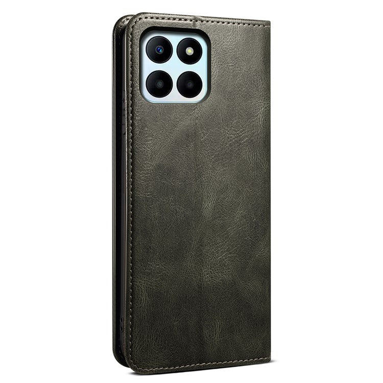 Leather Case for Honor X8 5G / X6 4G / X6s 4G / 70 Lite 5G / Play 30M Stand Wallet Waxy Crazy Horse Texture Phone Cover - Green