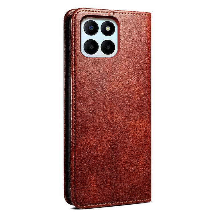 Leather Case for Honor X8 5G / X6 4G / X6s 4G / 70 Lite 5G / Play 30M Stand Wallet Waxy Crazy Horse Texture Phone Cover - Brown