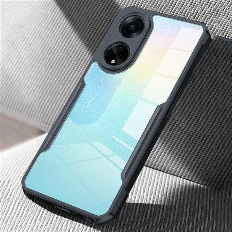 XUNDD For Oppo A98 5G Drop Protection Acrylic+TPU Phone Back Case Slim-Fit Phone Cover - Black