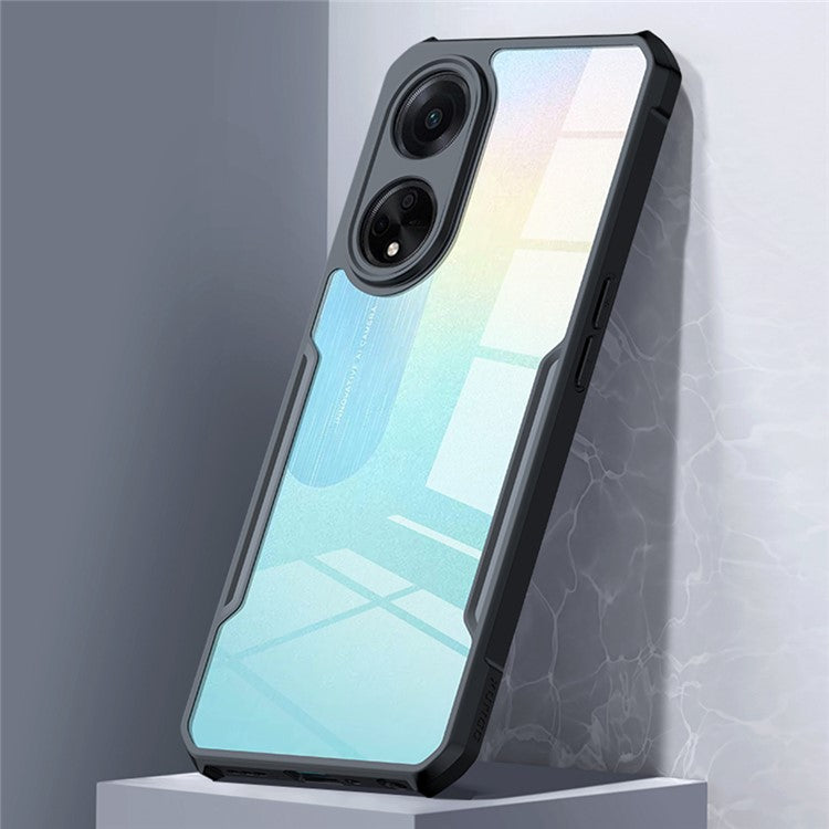 XUNDD For Oppo A98 5G Drop Protection Acrylic+TPU Phone Back Case Slim-Fit Phone Cover - Black