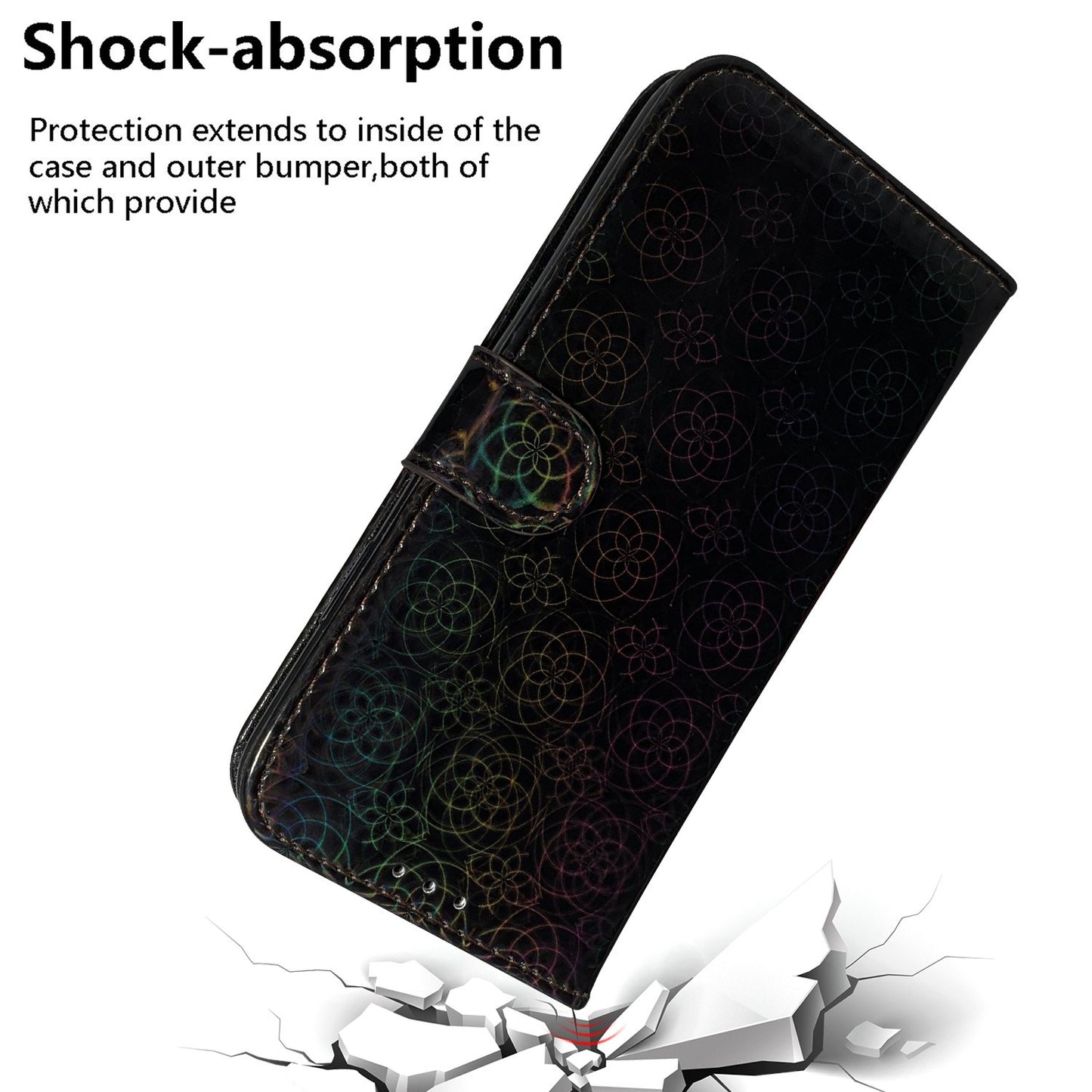 For Samsung Galaxy M34 5G / F34 5G Dazzling Flower Pattern PU Leather Wallet Stand Cover Phone Case - Black