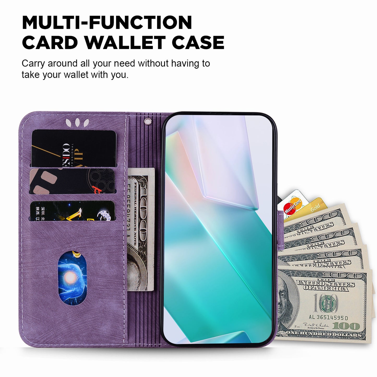 For Samsung Galaxy M34 5G / F34 5G Wallet Stand Leather Case Cute Tiger Imprint Phone Cover - Purple
