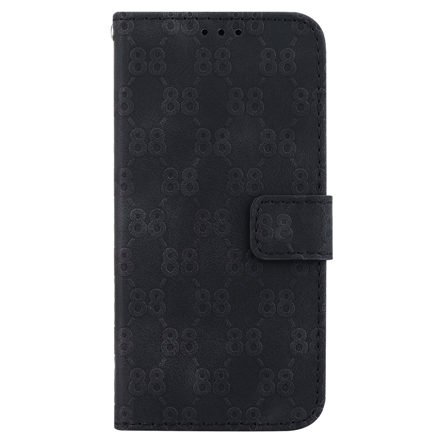 For Samsung Galaxy M34 5G / F34 5G Double 8-Shape Imprint Phone Cover Leather Wallet Stand Case - Black