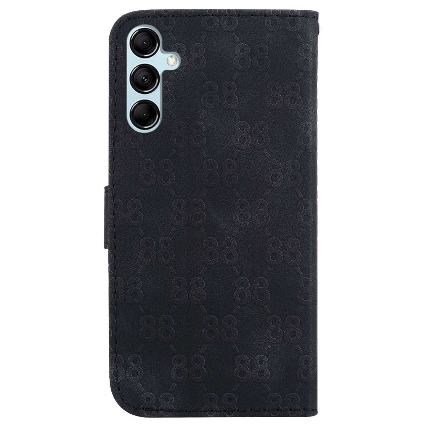 For Samsung Galaxy M34 5G / F34 5G Double 8-Shape Imprint Phone Cover Leather Wallet Stand Case - Black