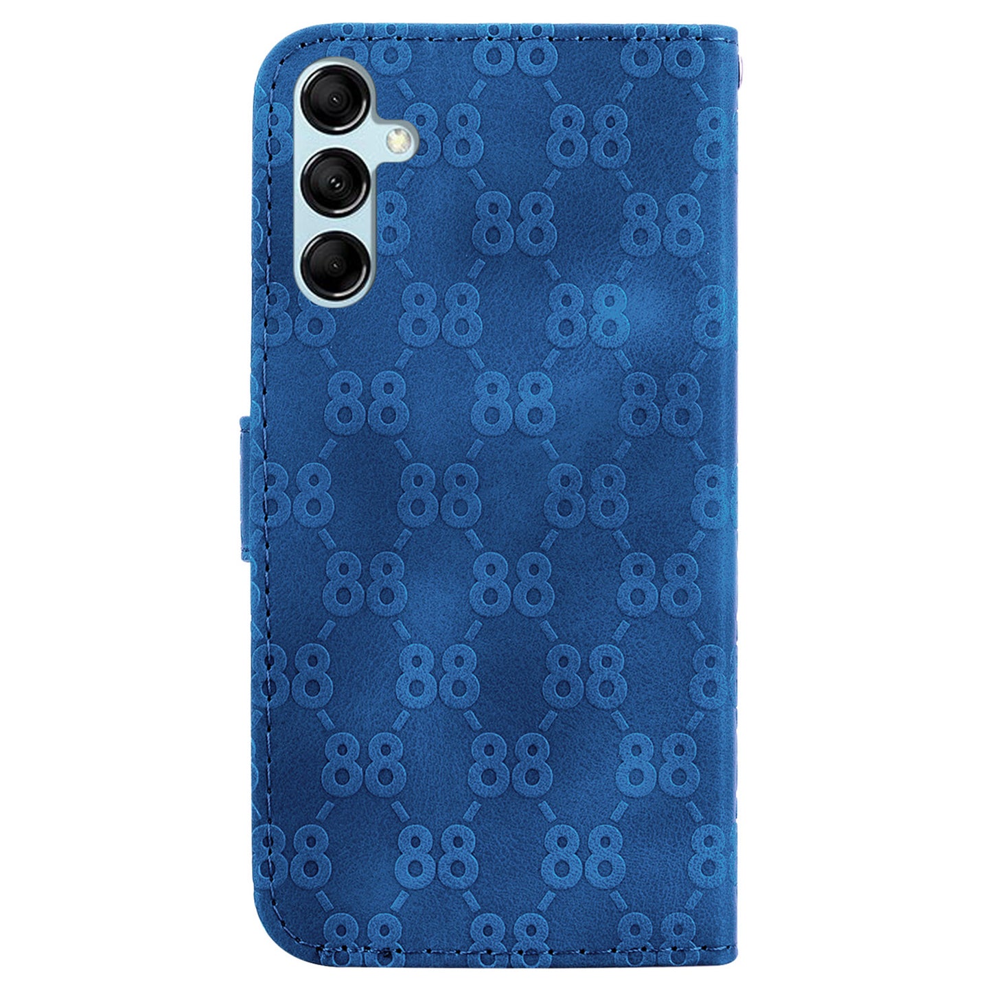 For Samsung Galaxy M34 5G / F34 5G Double 8-Shape Imprint Phone Cover Leather Wallet Stand Case - Dark Blue