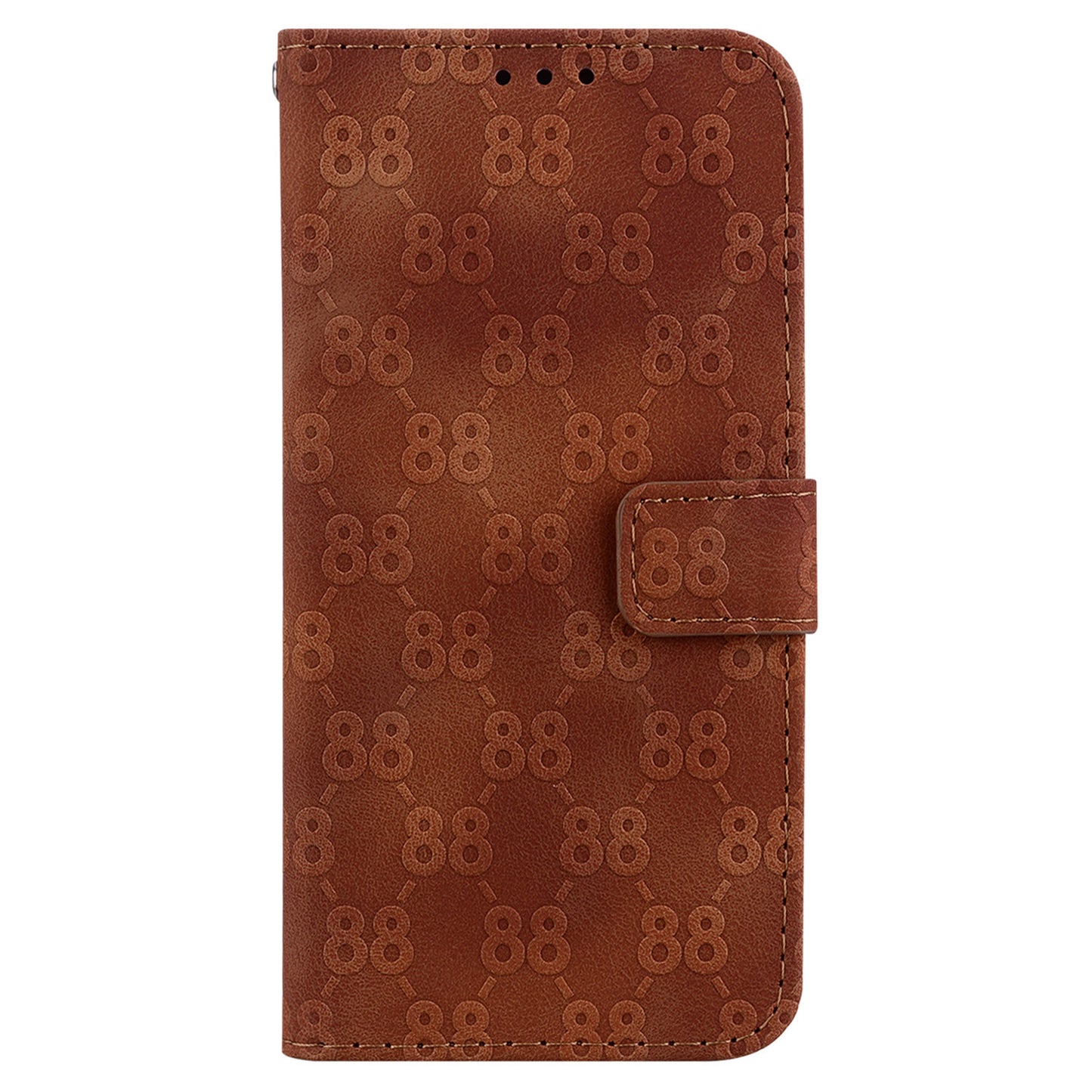 For Samsung Galaxy M34 5G / F34 5G Double 8-Shape Imprint Phone Cover Leather Wallet Stand Case - Brown
