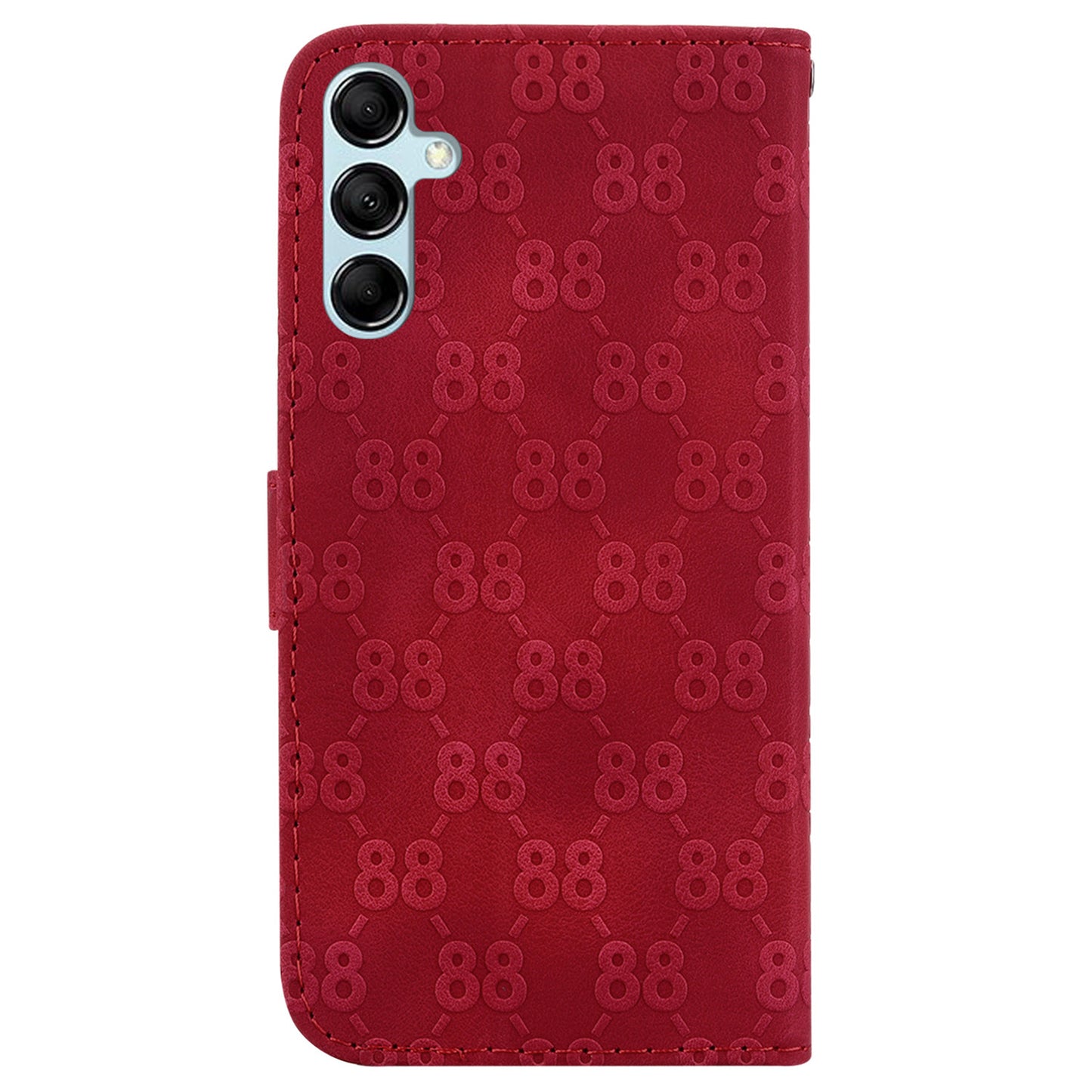 For Samsung Galaxy M34 5G / F34 5G Double 8-Shape Imprint Phone Cover Leather Wallet Stand Case - Red