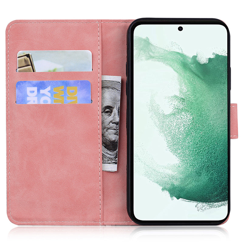 For Samsung Galaxy M34 5G / F34 5G Imprinted Tiger Wallet Cover Slim-Fit PU Leather Stand Phone Case - Pink