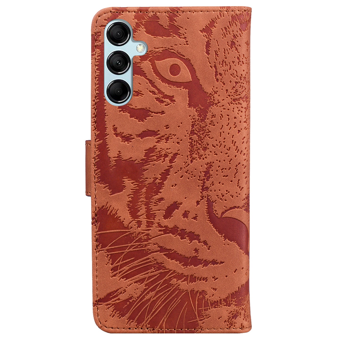 For Samsung Galaxy M34 5G / F34 5G Imprinted Tiger Wallet Cover Slim-Fit PU Leather Stand Phone Case - Brown