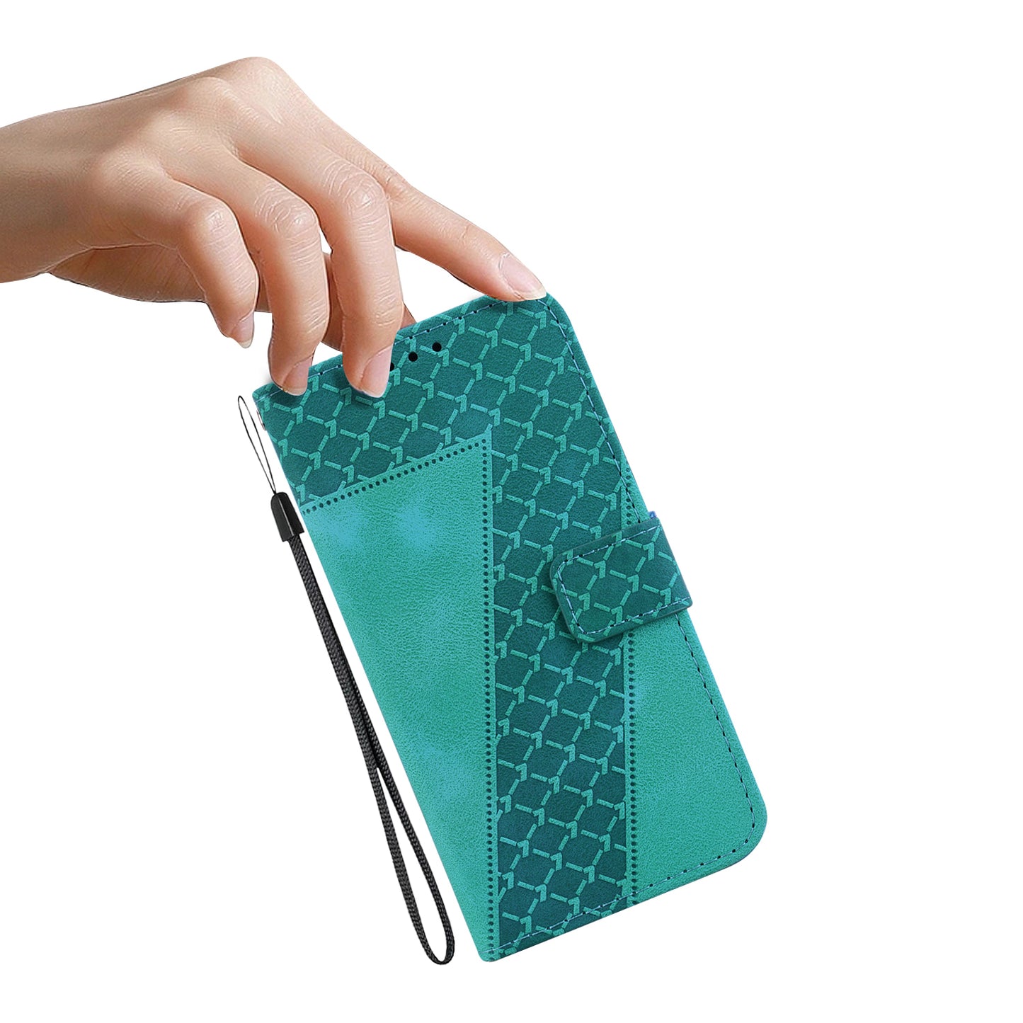 For Samsung Galaxy M34 5G / F34 5G Phone Leather Case 7-Shape Imprinted Wallet Stand Cover - Green