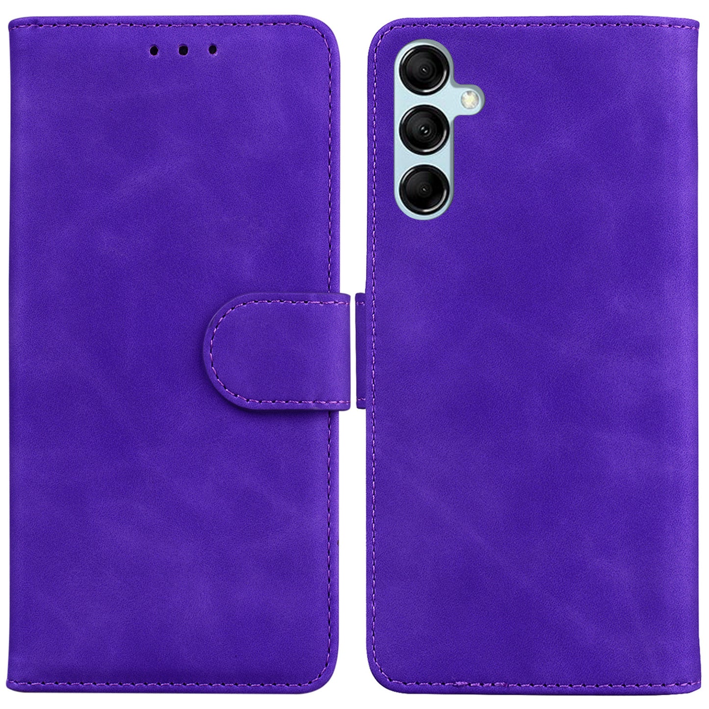 For Samsung Galaxy M34 5G / F34 5G Solid Color Wallet Phone Case PU Leather Stand Cover - Purple