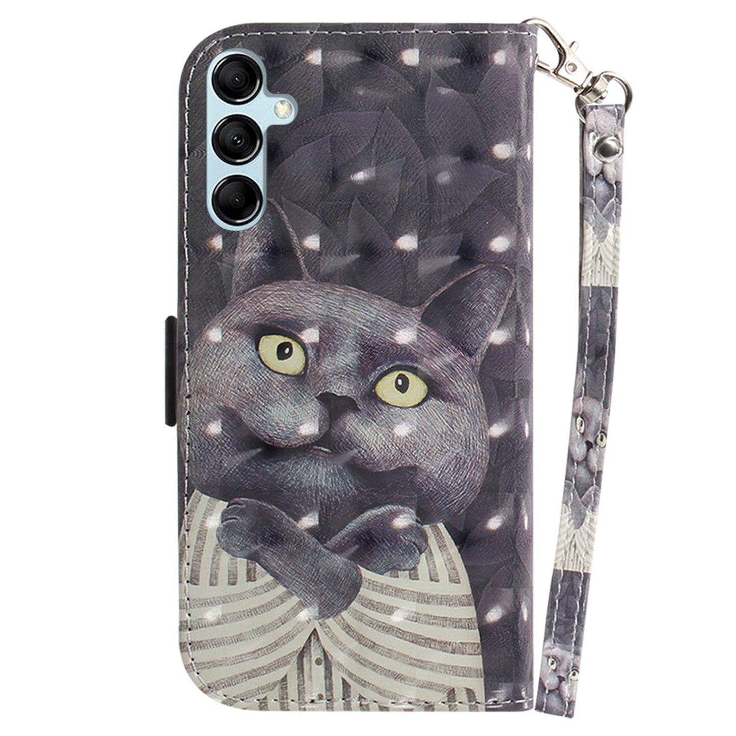 For Samsung Galaxy M34 5G / F34 5G 3D Pattern Printed Stand Cover Leather Wallet Phone Case with Strap - Embracing Cat