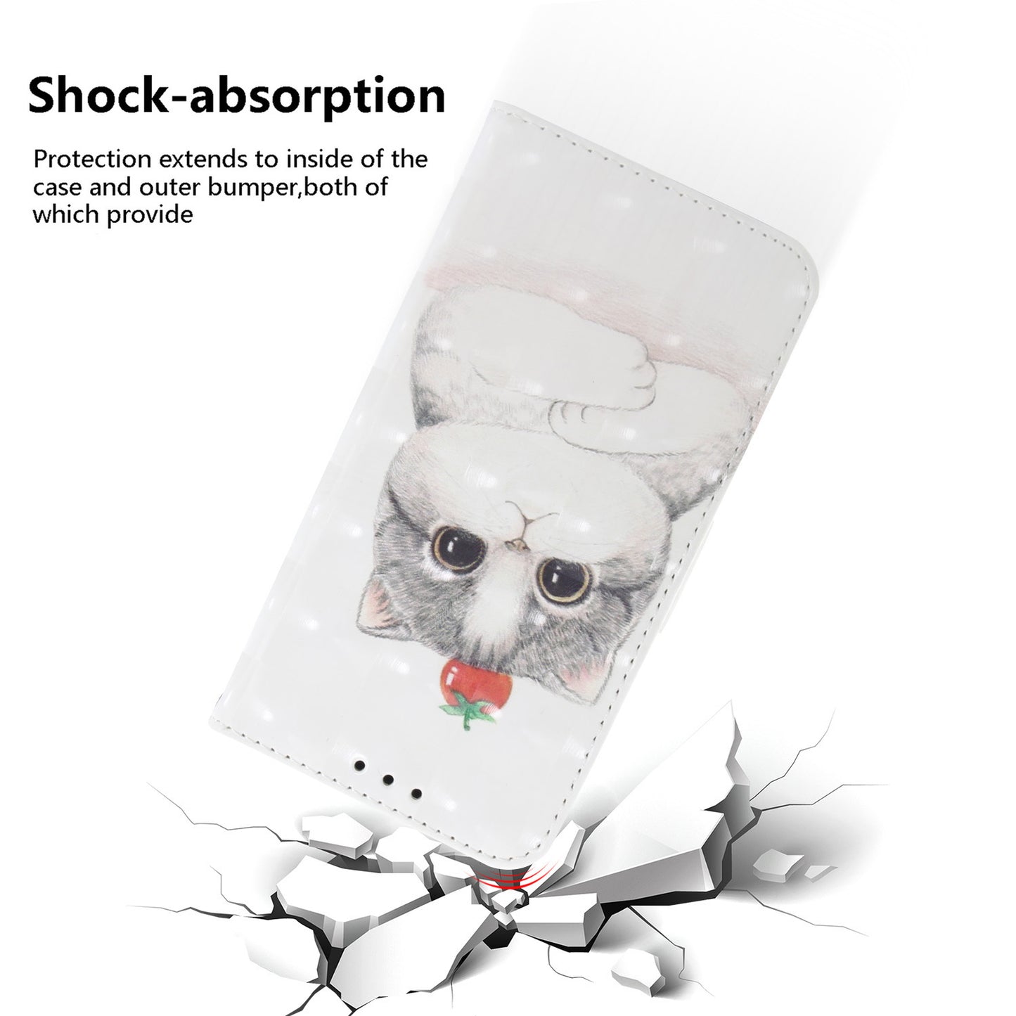 For Samsung Galaxy M34 5G / F34 5G 3D Pattern Printed Stand Cover Leather Wallet Phone Case with Strap - Cute Cat
