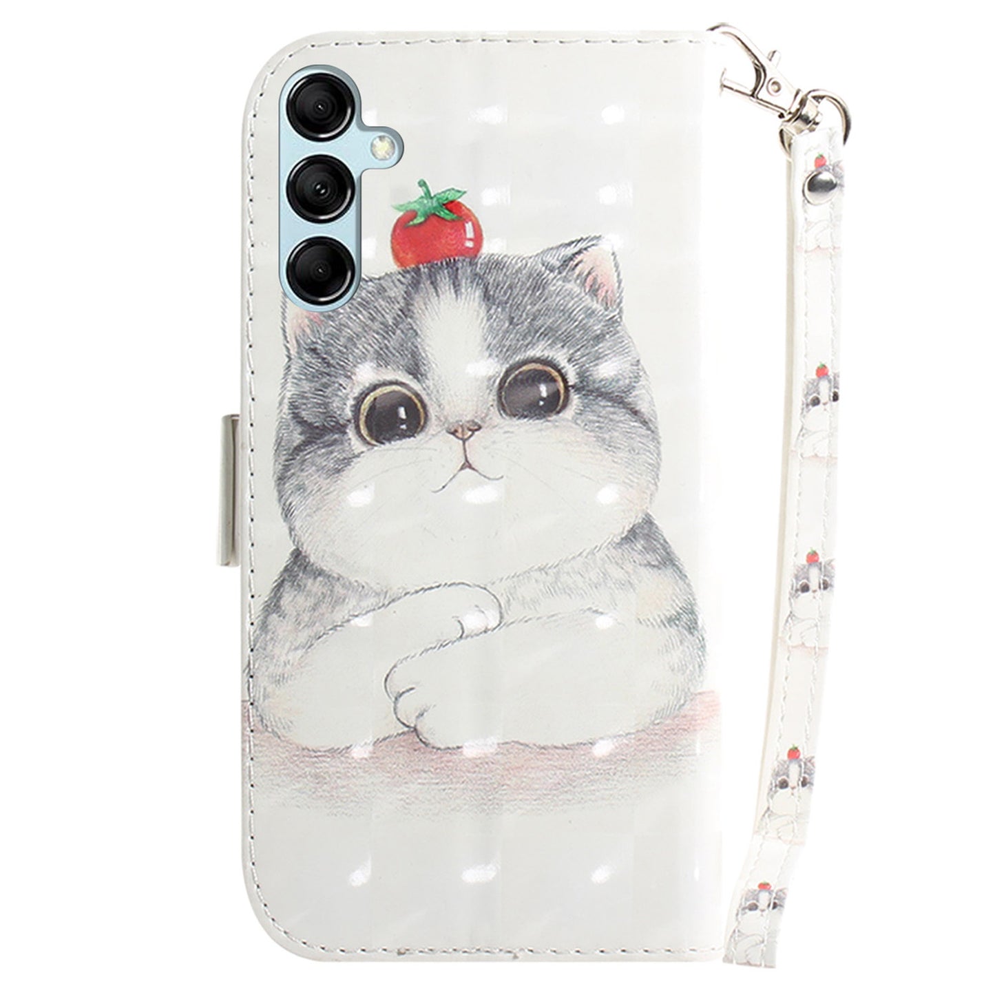 For Samsung Galaxy M34 5G / F34 5G 3D Pattern Printed Stand Cover Leather Wallet Phone Case with Strap - Cute Cat