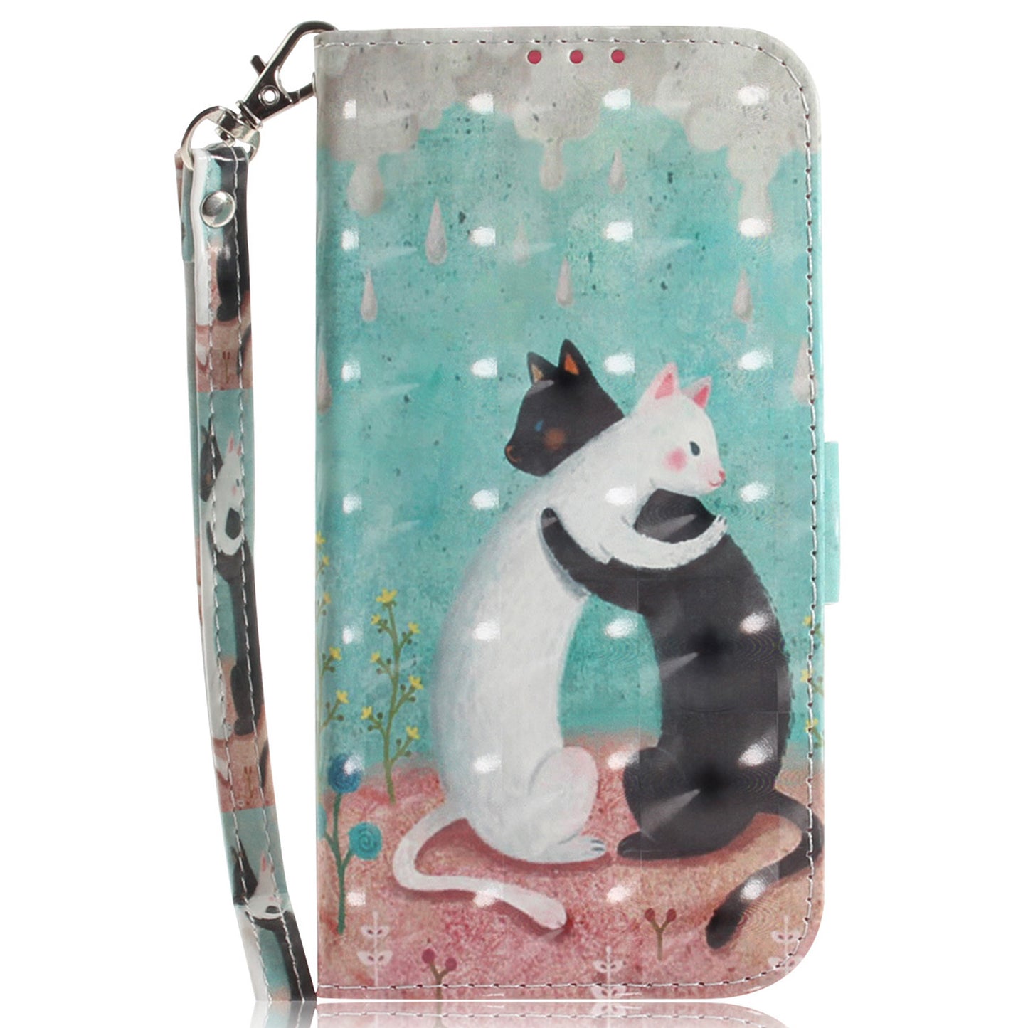 For Samsung Galaxy M34 5G / F34 5G 3D Pattern Printed Stand Cover Leather Wallet Phone Case with Strap - Two Cats
