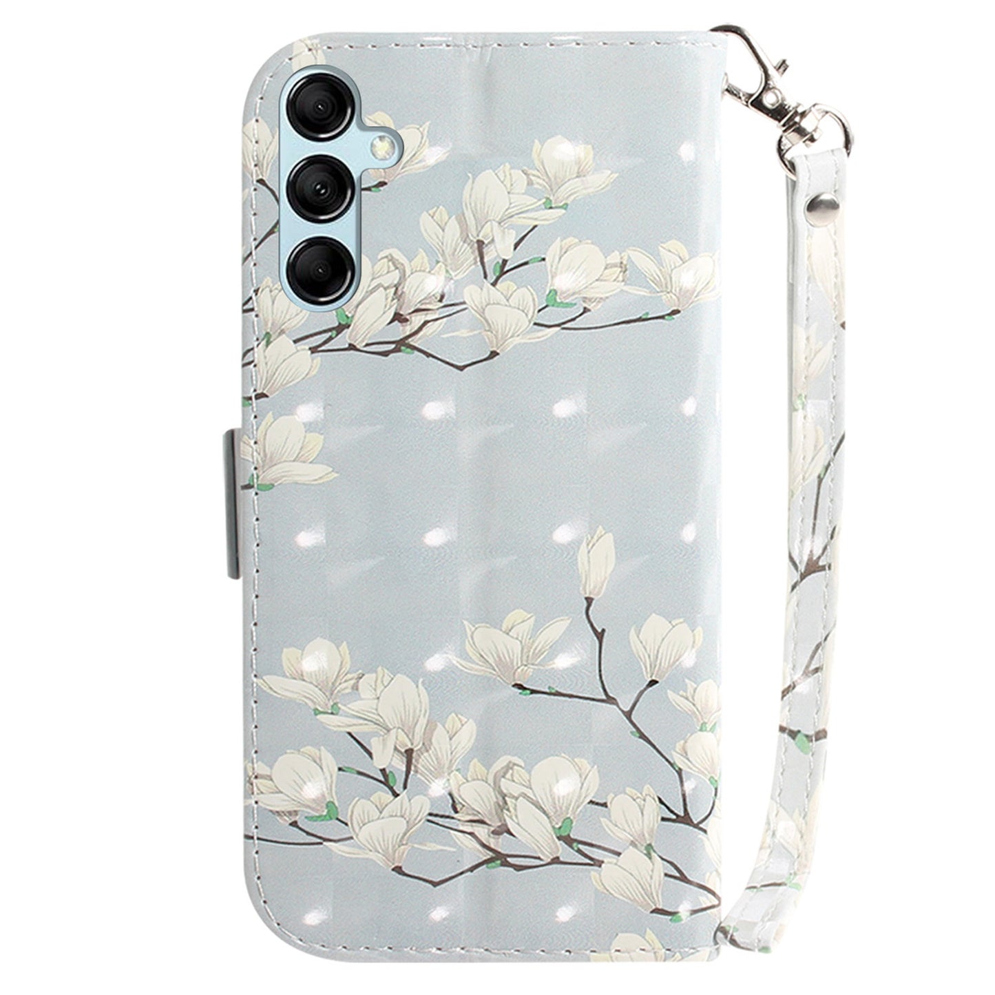 For Samsung Galaxy M34 5G / F34 5G 3D Pattern Printed Stand Cover Leather Wallet Phone Case with Strap - Magnolia