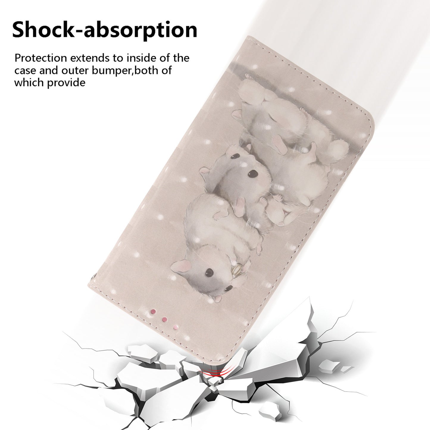 For Samsung Galaxy M34 5G / F34 5G 3D Pattern Printed Stand Cover Leather Wallet Phone Case with Strap - Stacking Squirrels