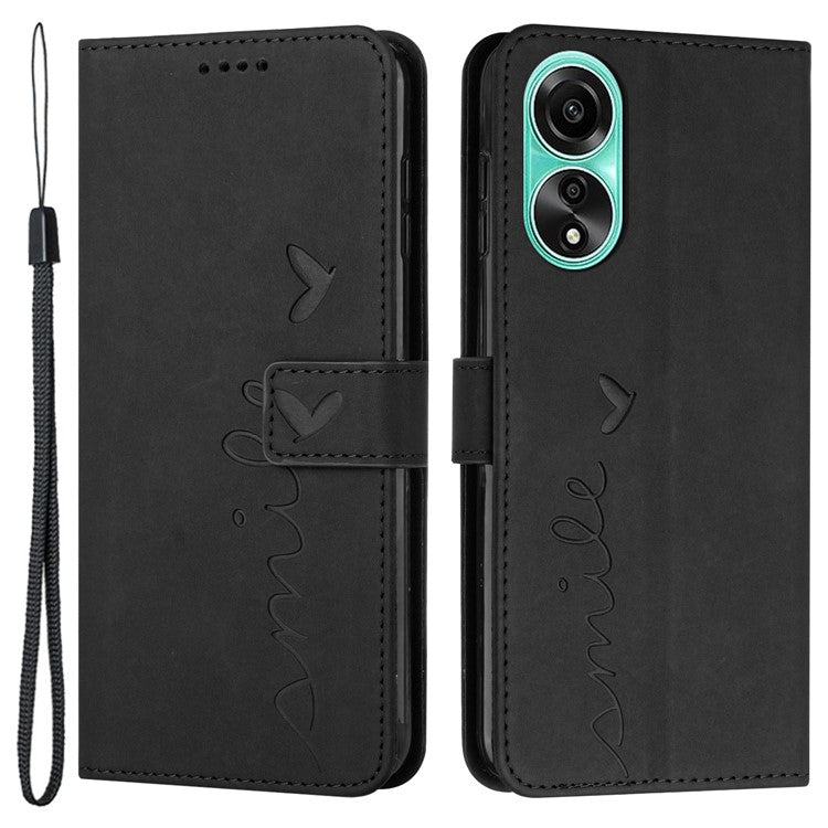 Skin-touch Phone Cover For Oppo A58 4G Case Leather Wallet Stand Shell - Black