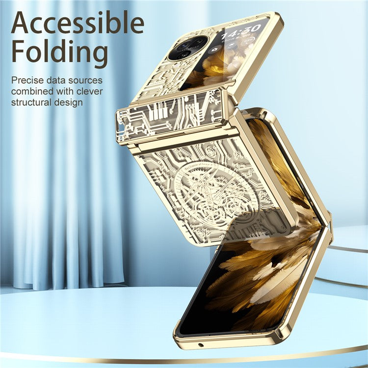 Mechanical Legend Series for Oppo Find N3 Flip 5G Case Hinge Protection PC Electroplating Cover - Champagne Gold