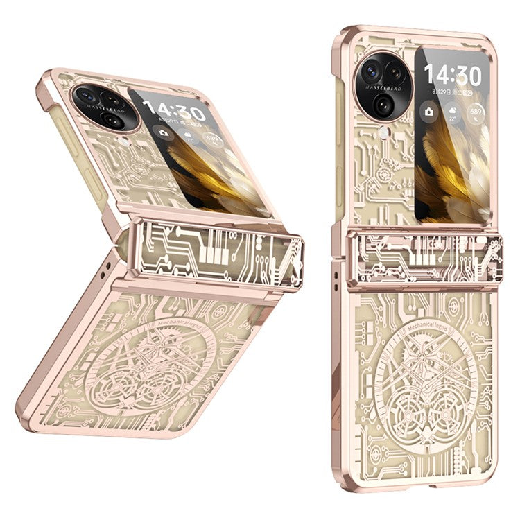 Mechanical Legend Series for Oppo Find N3 Flip 5G Case Hinge Protection PC Electroplating Cover - Rose Gold