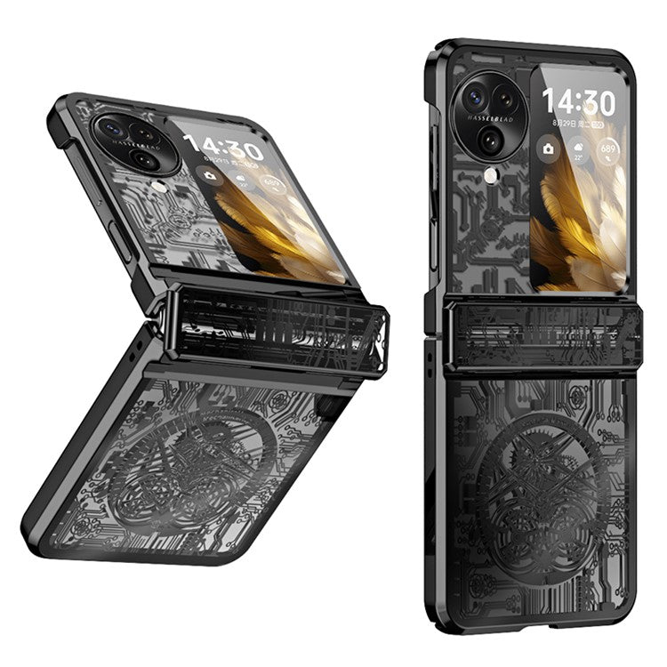Mechanical Legend Series for Oppo Find N3 Flip 5G Case Hinge Protection PC Electroplating Cover - Black