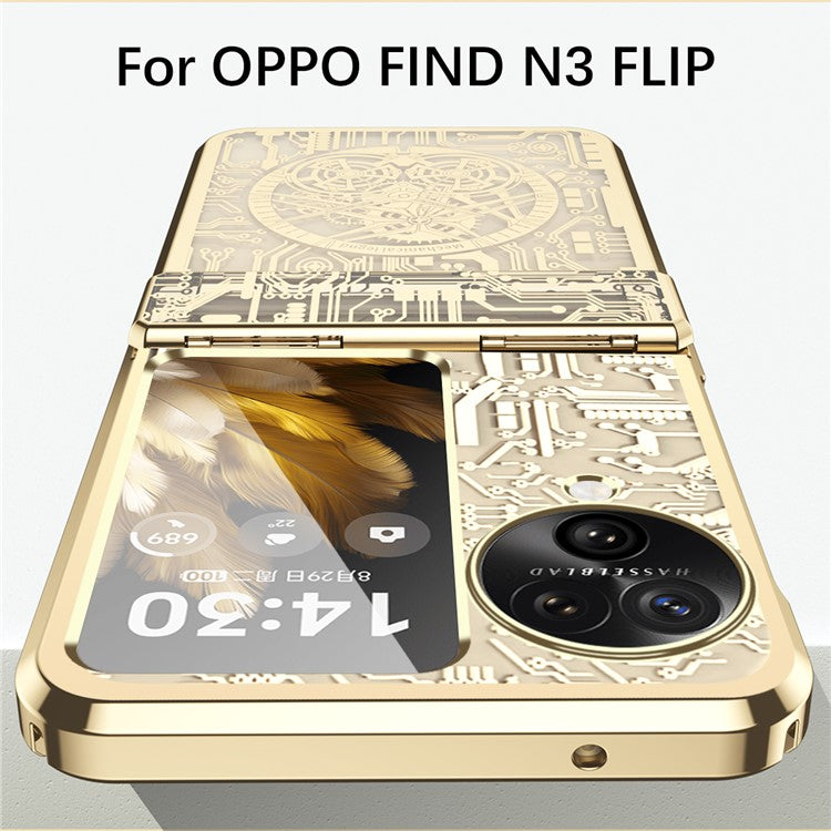 Mechanical Legend Series for Oppo Find N3 Flip 5G Case Hinge Protection PC Electroplating Cover - Black