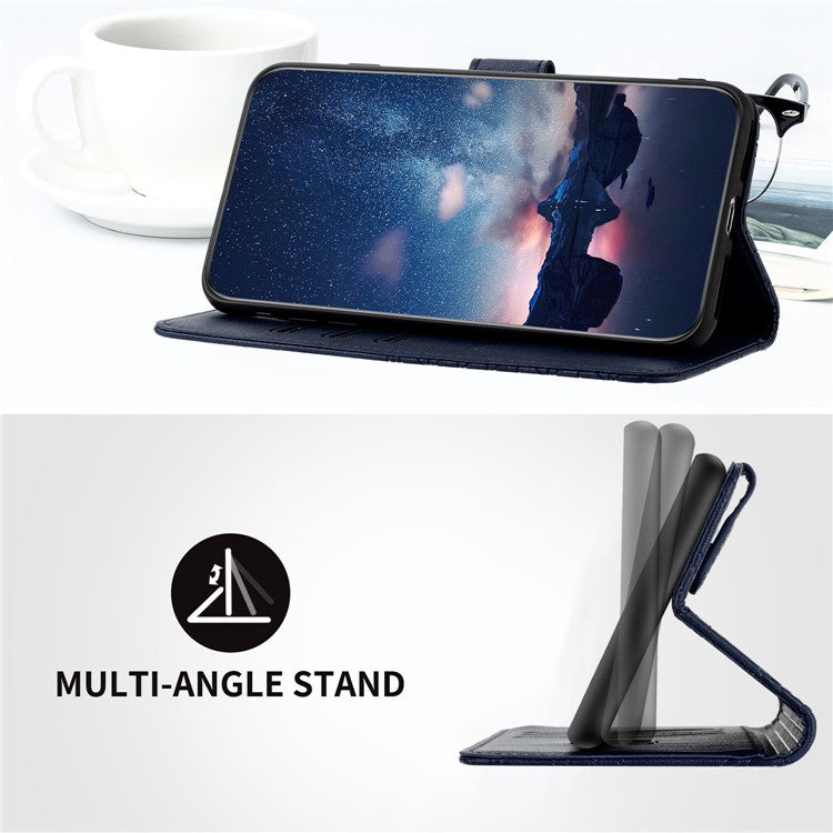 For Samsung Galaxy S23 FE Case Protective Leather Phone Cover with Stand Wallet - Blue