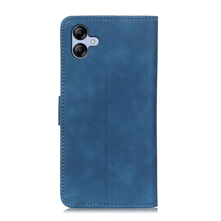 KHAZNEH For Samsung Galaxy A05 4G Case PU Leather Retro Texture Stand Phone Cover - Blue