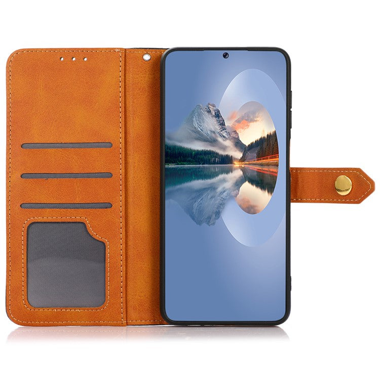 KHAZNEH For Samsung Galaxy A05 4G Case Cowhide Texture PU Leather Stand Wallet Phone Cover - Black