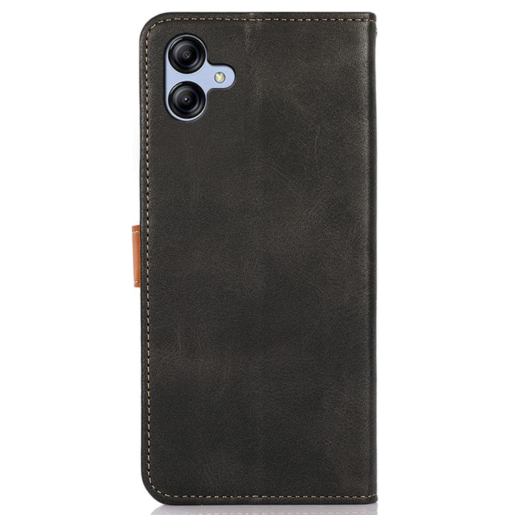 KHAZNEH For Samsung Galaxy A05 4G Case Cowhide Texture PU Leather Stand Wallet Phone Cover - Black