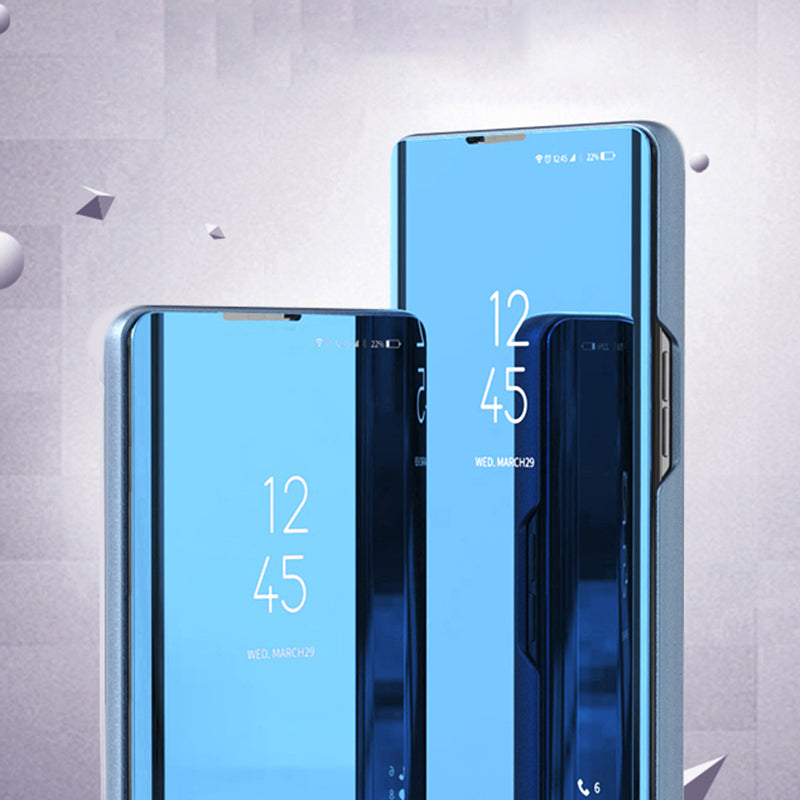 For Samsung Galaxy M34 5G / F34 5G Case Mirror Surface View Window Leather Stand Cover - Silver