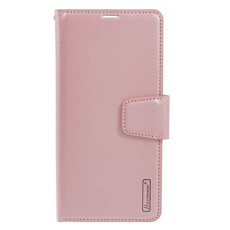 HANMAN Mill Series for Asus ROG Phone 6 5G / ROG Phone 6 Pro 5G Case Anti-drop Phone Cover Wallet PU Leather Shell - Rose Gold