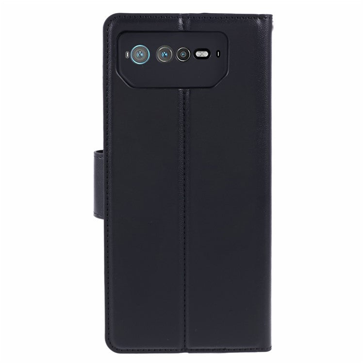 HANMAN Mill Series for Asus ROG Phone 6 5G / ROG Phone 6 Pro 5G Case Anti-drop Phone Cover Wallet PU Leather Shell - Black