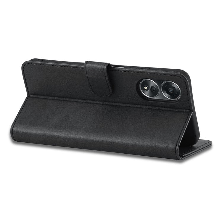 LC.IMEEKE For Oppo A58 4G / F23 5G Case Leather Phone Cover Stand Calf Texture Wallet - Black