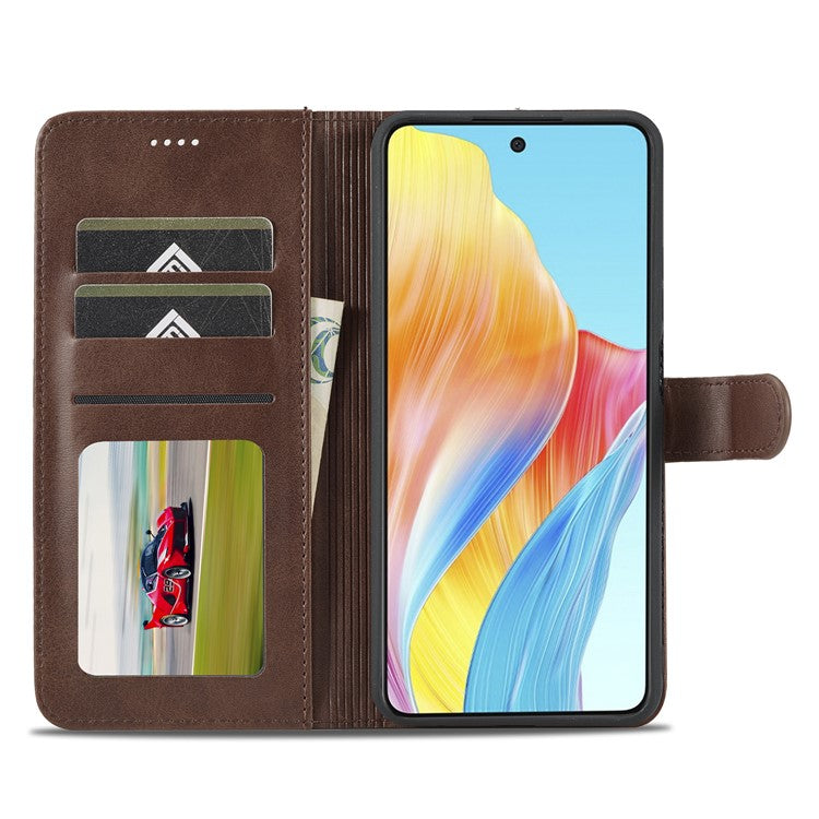 LC.IMEEKE For Oppo A58 4G / F23 5G Case Leather Phone Cover Stand Calf Texture Wallet - Brown