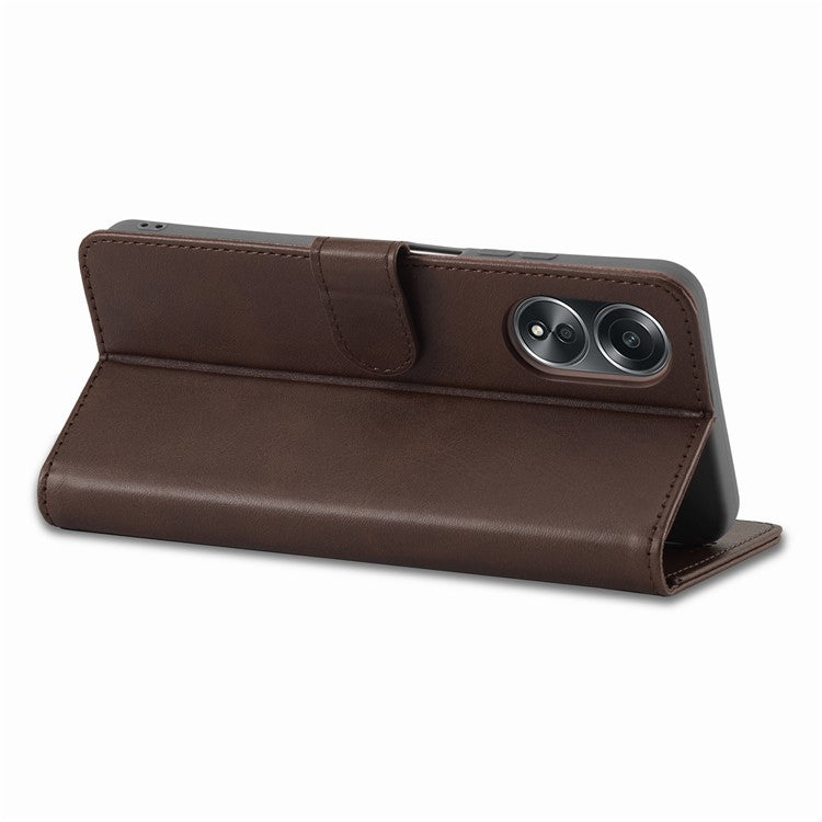 LC.IMEEKE For Oppo A58 4G / F23 5G Case Leather Phone Cover Stand Calf Texture Wallet - Brown