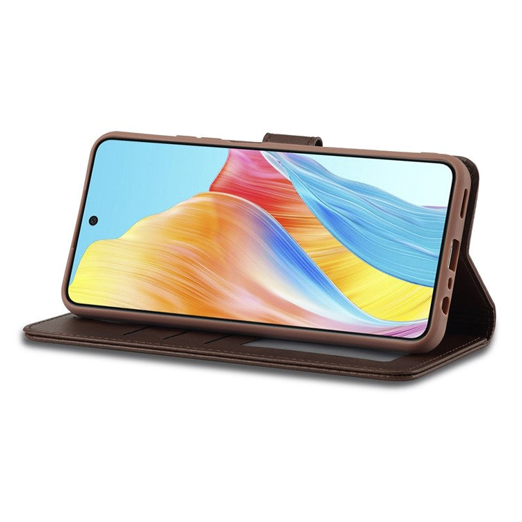 LC.IMEEKE For Oppo A58 4G / F23 5G Case Leather Phone Cover Stand Calf Texture Wallet - Brown