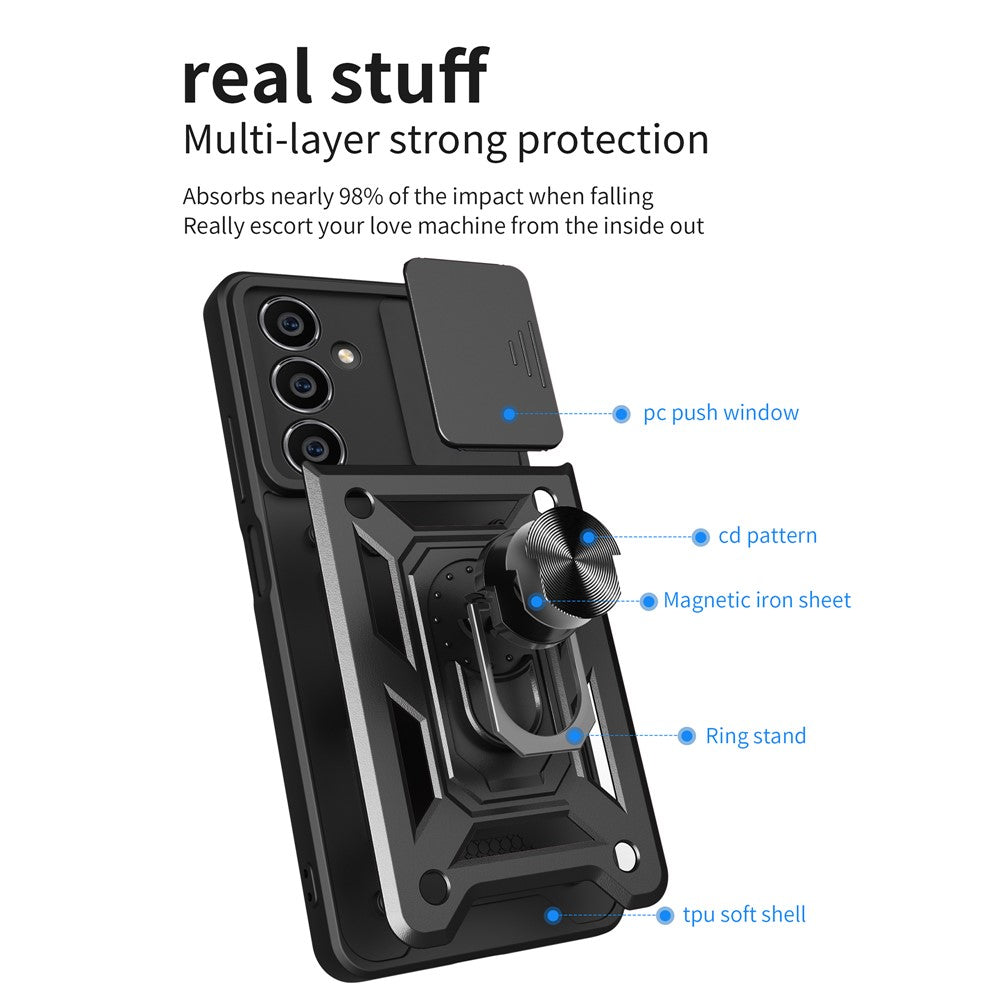 For Samsung Galaxy M54 5G / F54 5G Case Ring Kickstand PC+TPU Smartphone Cover - Silver