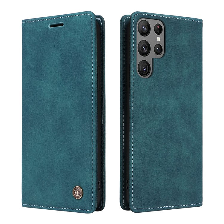 006 Series For Samsung Galaxy S23 Ultra Leather Case Phone Wallet Cover with Sucker Closure - Green