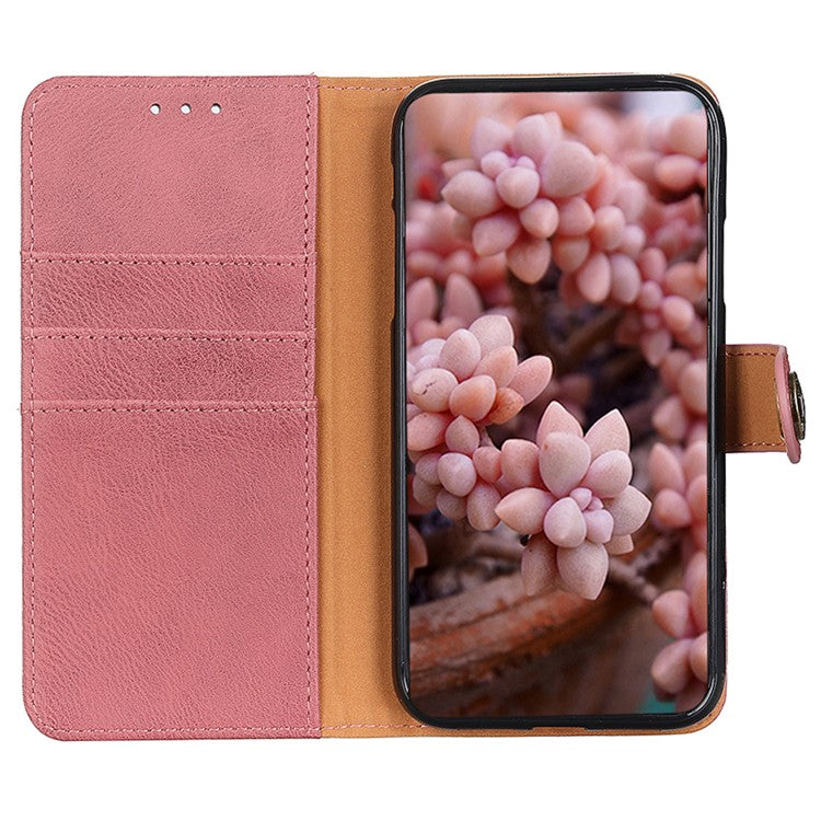 KHAZNEH Phone Cover for Oppo A38 4G Case Cowhide Texture Anti-drop PU Leather Stand Wallet - Pink