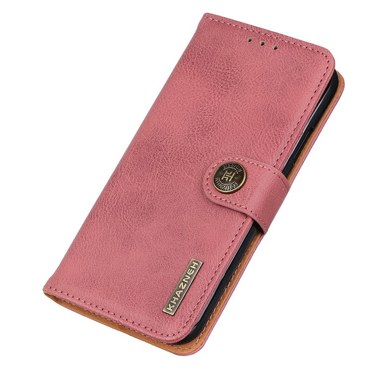 KHAZNEH Phone Cover for Oppo A38 4G Case Cowhide Texture Anti-drop PU Leather Stand Wallet - Pink