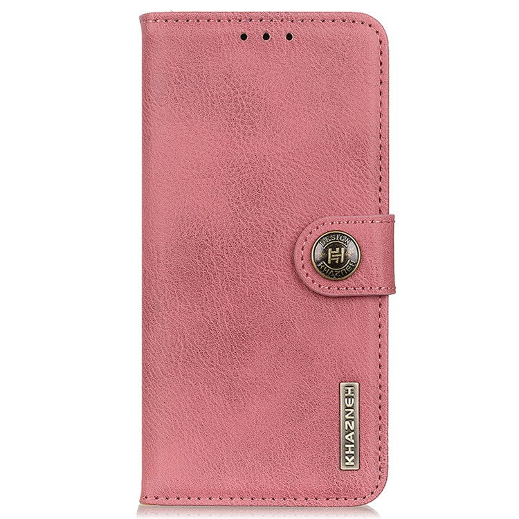 KHAZNEH Phone Cover for Oppo A38 4G Case Cowhide Texture Anti-drop PU Leather Stand Wallet - Pink
