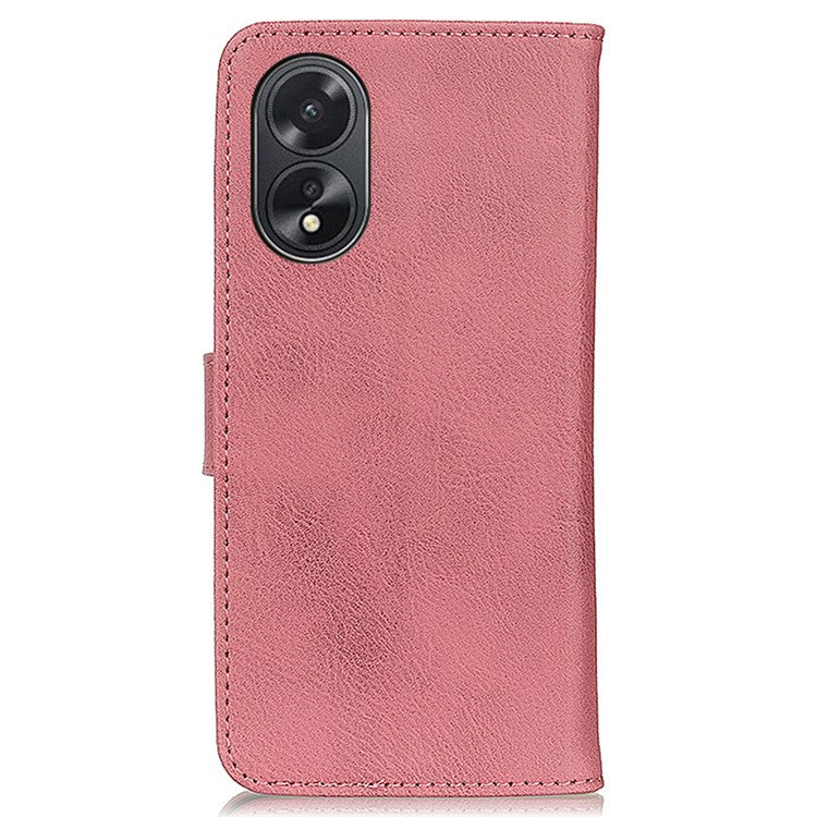 KHAZNEH Phone Cover for Oppo A38 4G Case Cowhide Texture Anti-drop PU Leather Stand Wallet - Pink