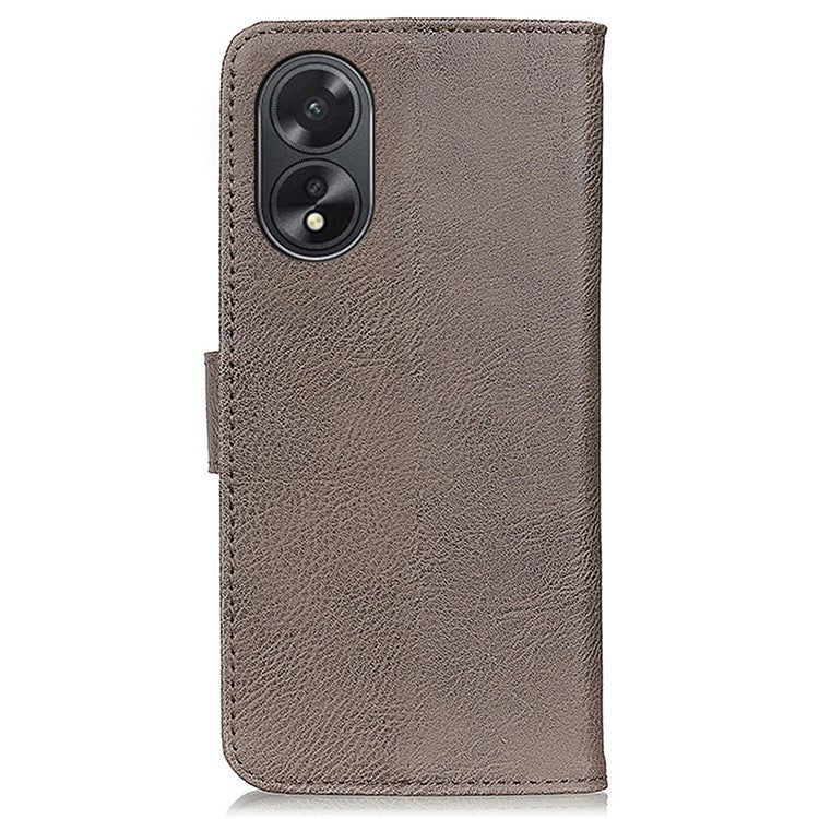 KHAZNEH Phone Cover for Oppo A38 4G Case Cowhide Texture Anti-drop PU Leather Stand Wallet - Khaki