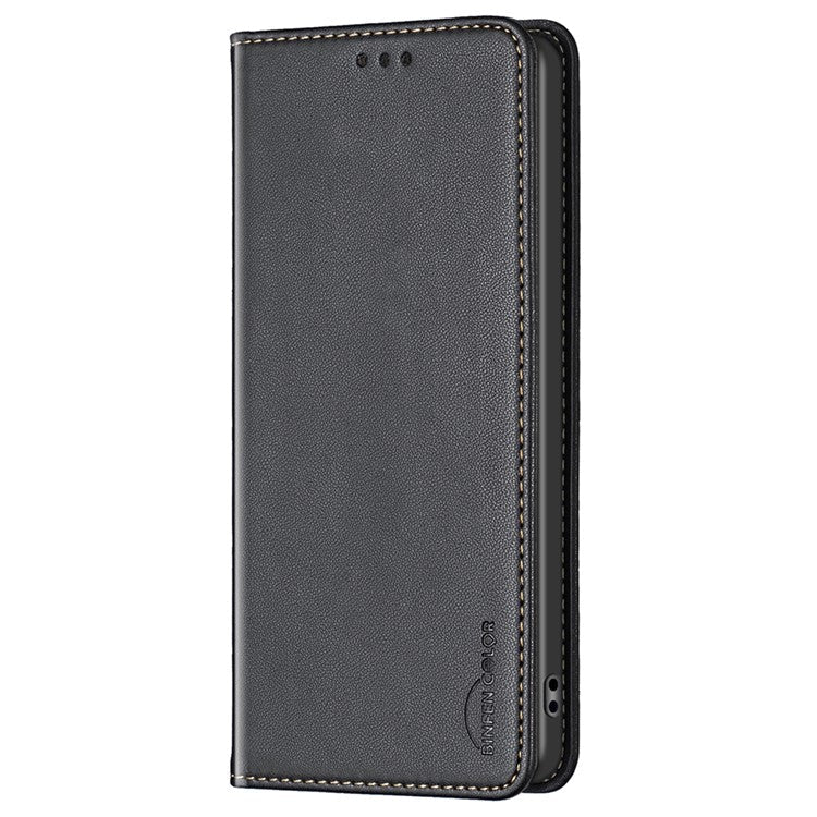 BINFEN COLOR BF18 For Samsung Galaxy A05 4G Leather Case Card Holder Phone Cover - Black