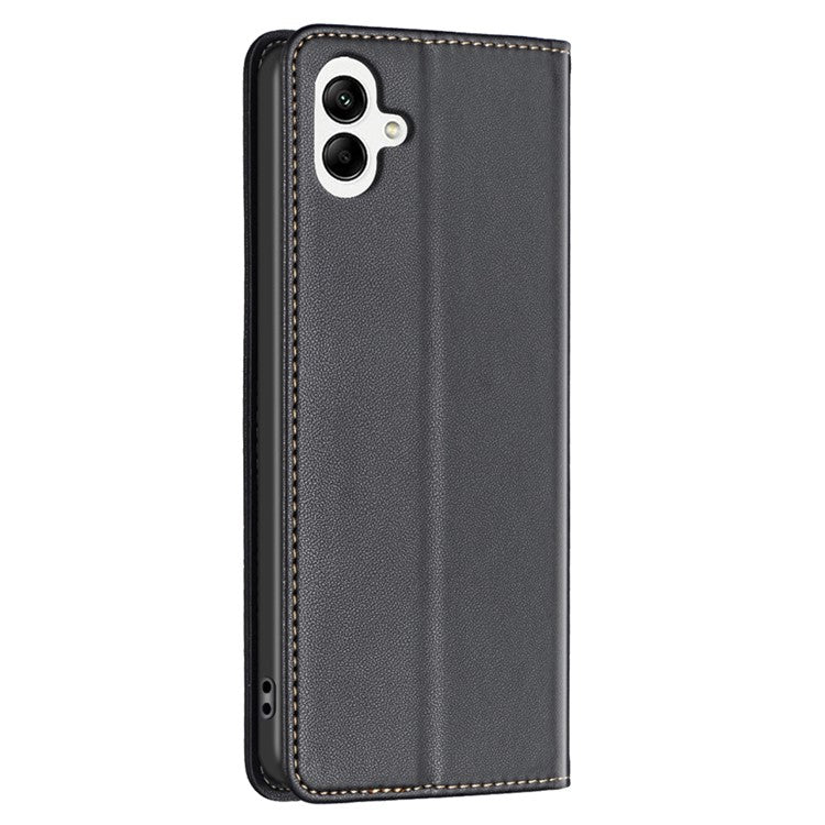 BINFEN COLOR BF18 For Samsung Galaxy A05 4G Leather Case Card Holder Phone Cover - Black