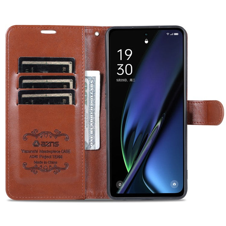 AZNS For OnePlus Nord CE3 5G / Oppo K11 5G Case Leather Wallet Protective Phone Cover - Brown