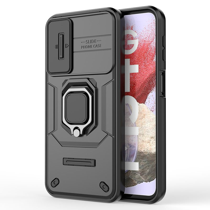 For Samsung Galaxy M34 5G / F34 5G Case Slide Lens Guard PC+TPU Phone Protective Cover - Black
