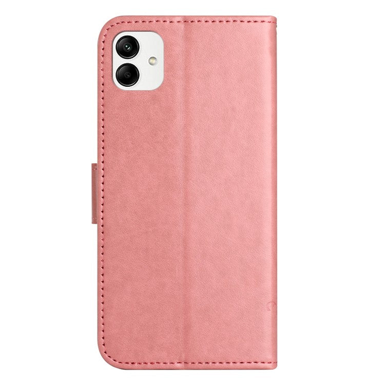 For Samsung Galaxy A05 4G Case Imprinted PU Leather Wallet Folding Stand Phone Cover - Pink