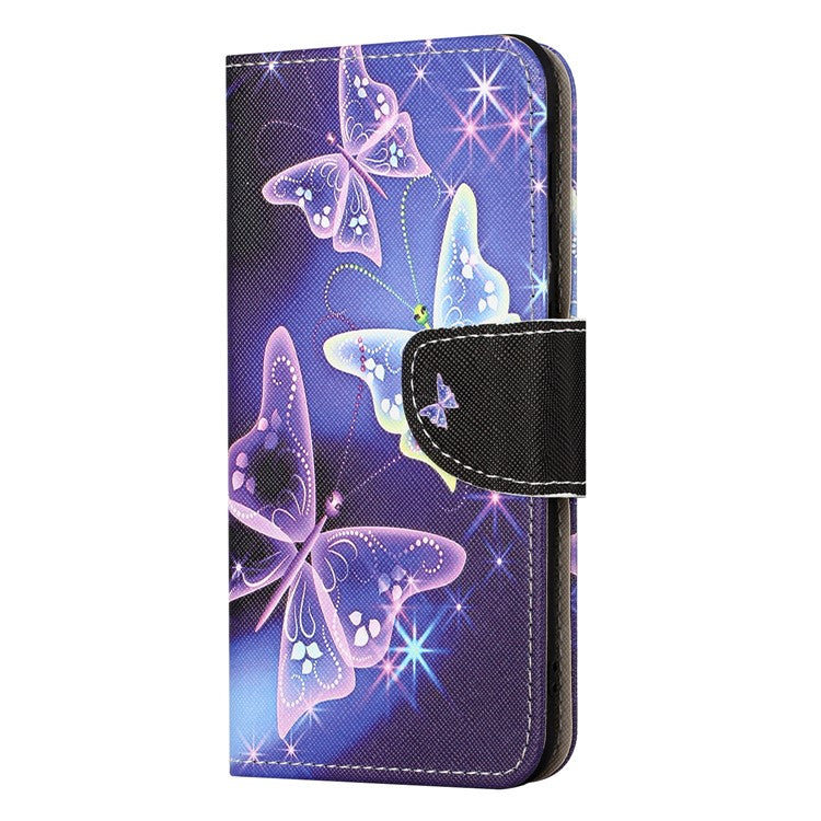 For Samsung Galaxy A05 4G Leather Case Pattern Printed Wallet Stand Phone Cover - Sparkling Butterflies
